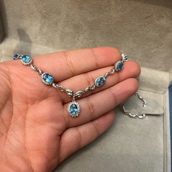 SOLD  topaz and diamond necklace 14kt - Picture 5 of 8